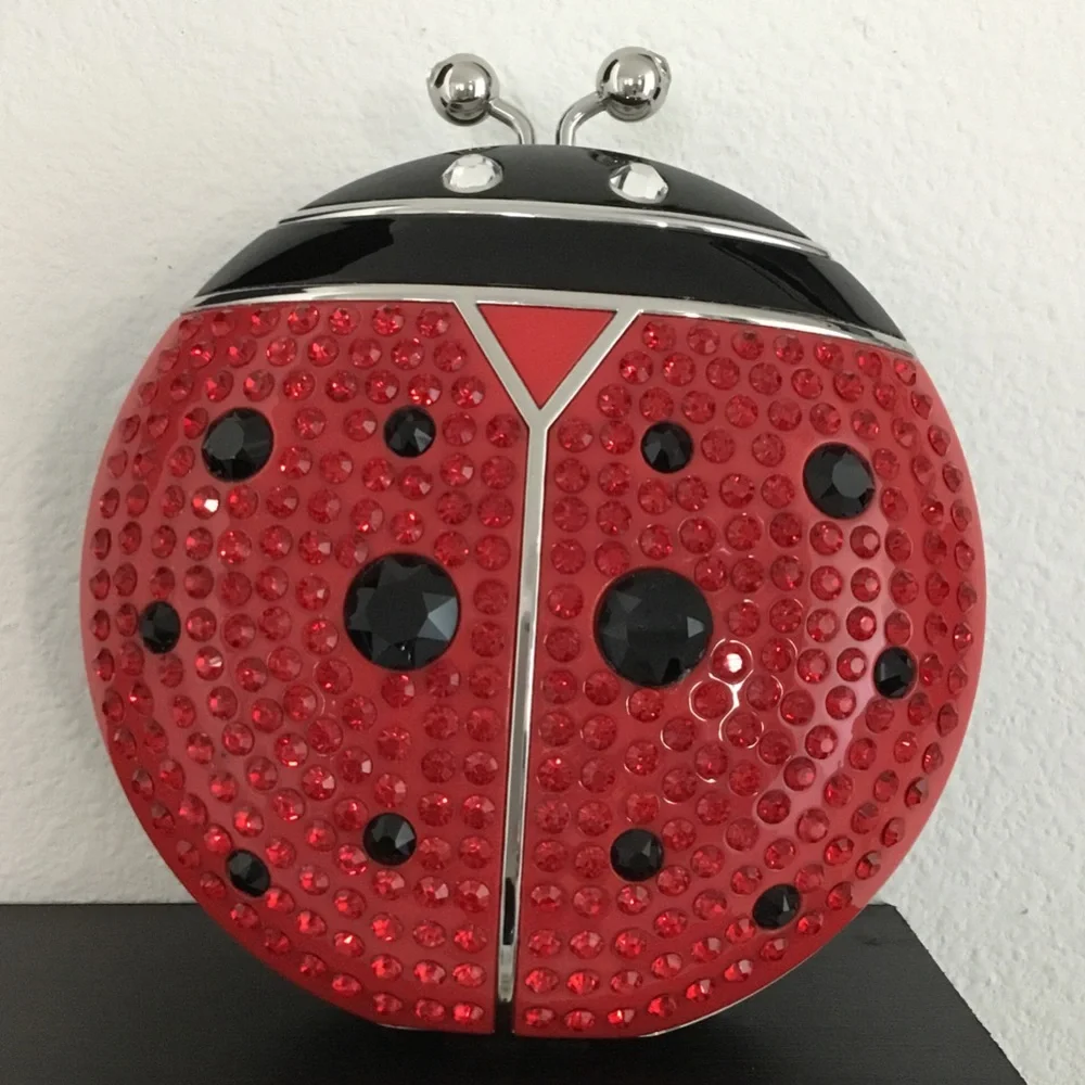 New Kate Spade Red and Black Ladybug Crystal Clutch